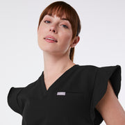 Natal Flutter Sleeve Scrub Top